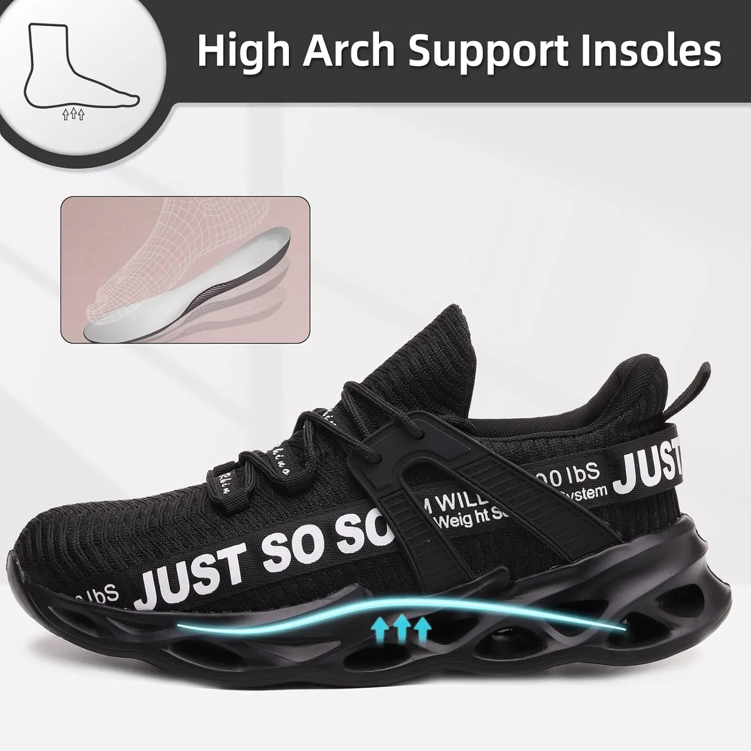 Furuian Steel Toe Shoes for Men Women Lightweight Slip On Safety Work Shoes Comfortable Steel Toe Sneakers