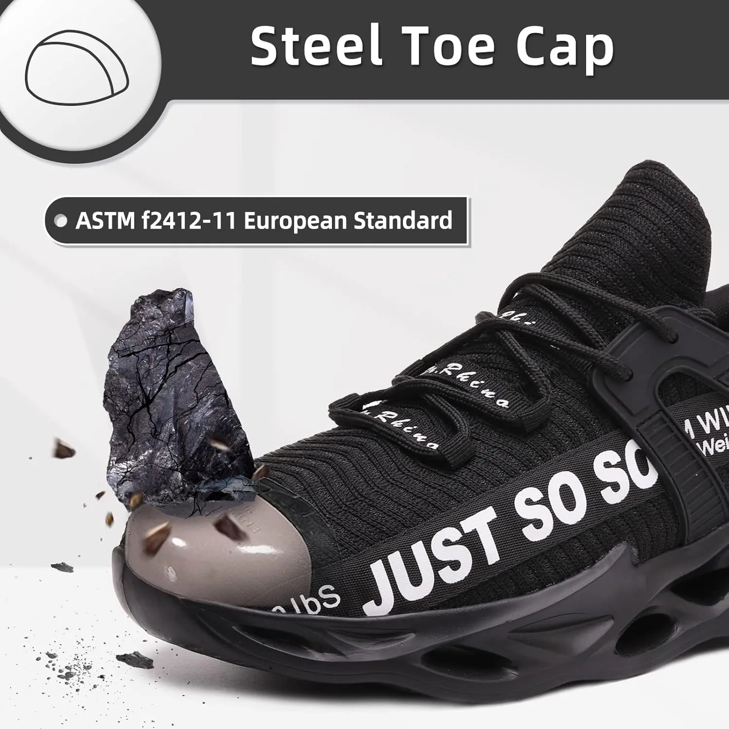 Furuian Steel Toe Shoes for Men Women Lightweight Slip On Safety Work Shoes Comfortable Steel Toe Sneakers
