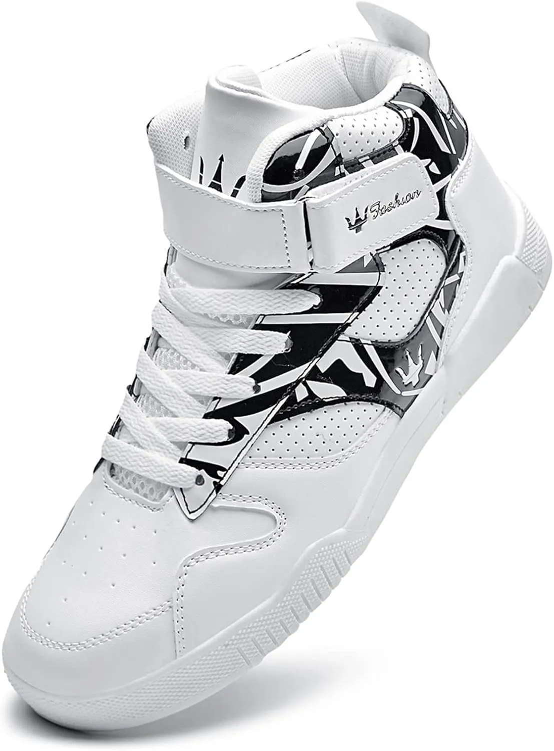 FZUU Men's Fashion High Top Leather Street Sneakers Sports Casual Shoes