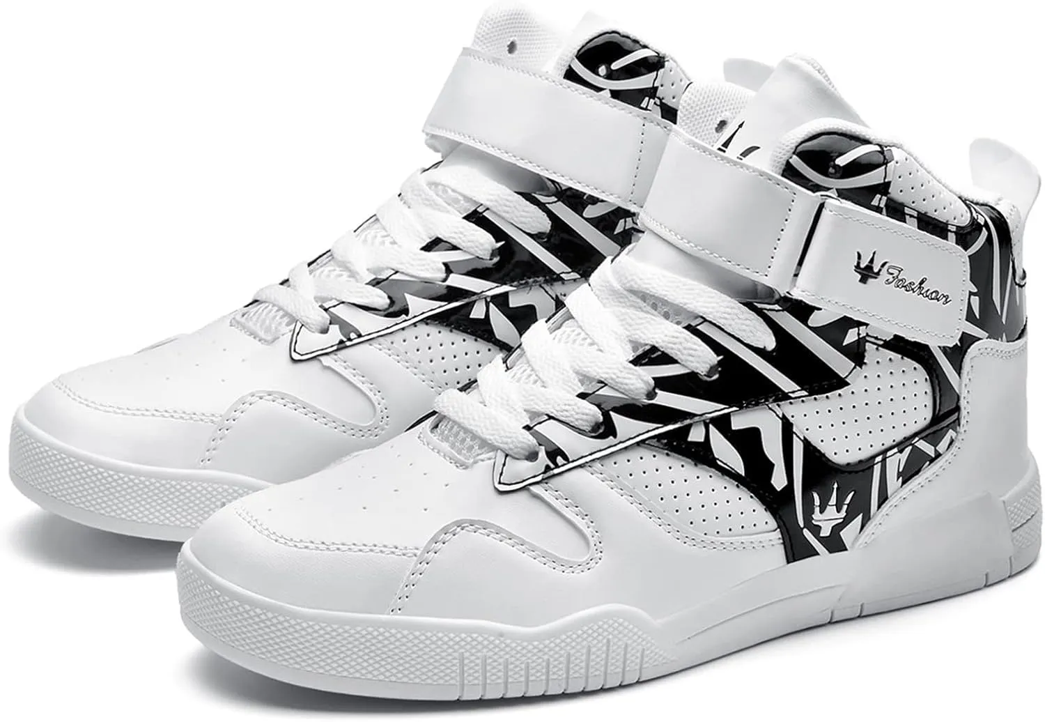 FZUU Men's Fashion High Top Leather Street Sneakers Sports Casual Shoes
