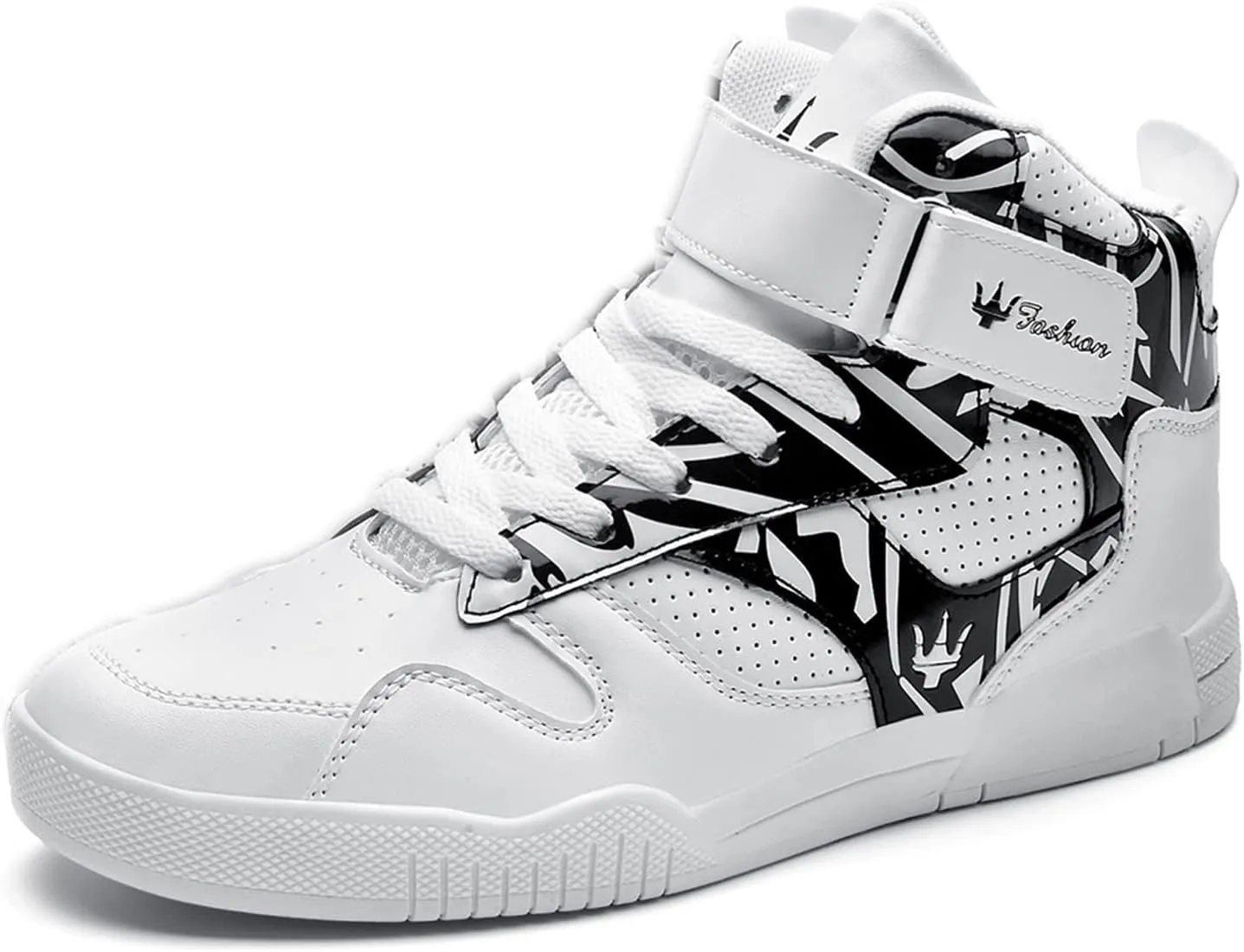 FZUU Men's Fashion High Top Leather Street Sneakers Sports Casual Shoes