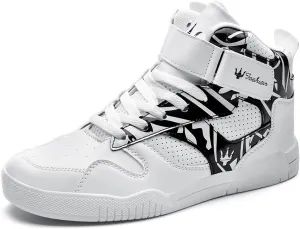 FZUU Men's Fashion High Top Leather Street Sneakers Sports Casual Shoes