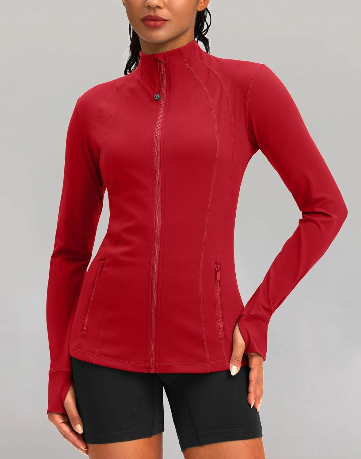 G Gradual Women's Zip Up Workout Jackets with Pockets Slim Fit Cottony Soft Jacket for Running Athletic Yoga