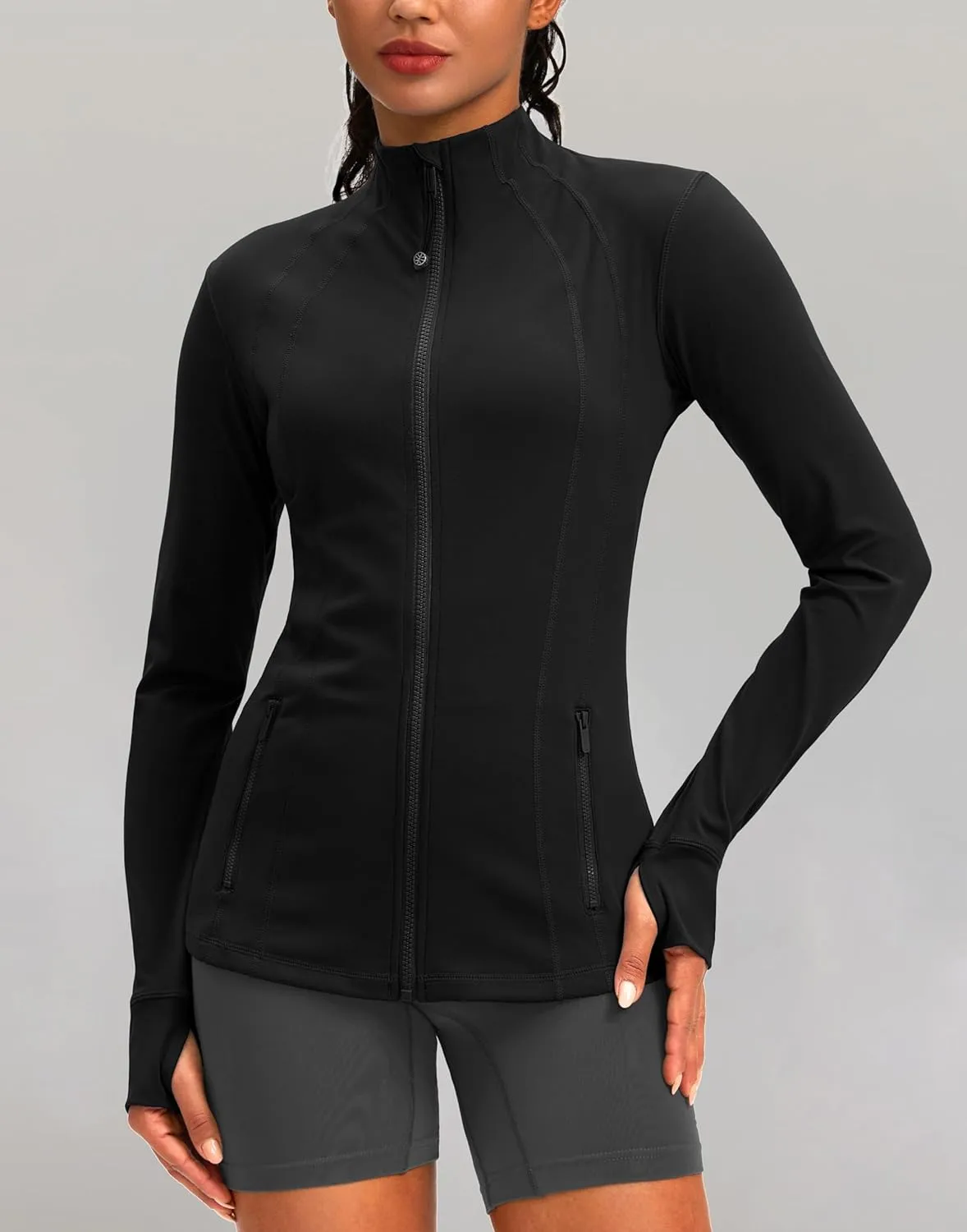 G Gradual Women's Zip Up Workout Jackets with Pockets Slim Fit Cottony Soft Jacket for Running Athletic Yoga