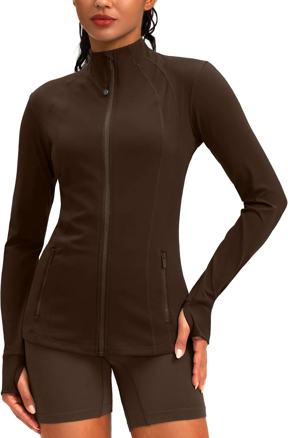 G Gradual Women's Zip Up Workout Jackets with Pockets Slim Fit Cottony Soft Jacket for Running Athletic Yoga