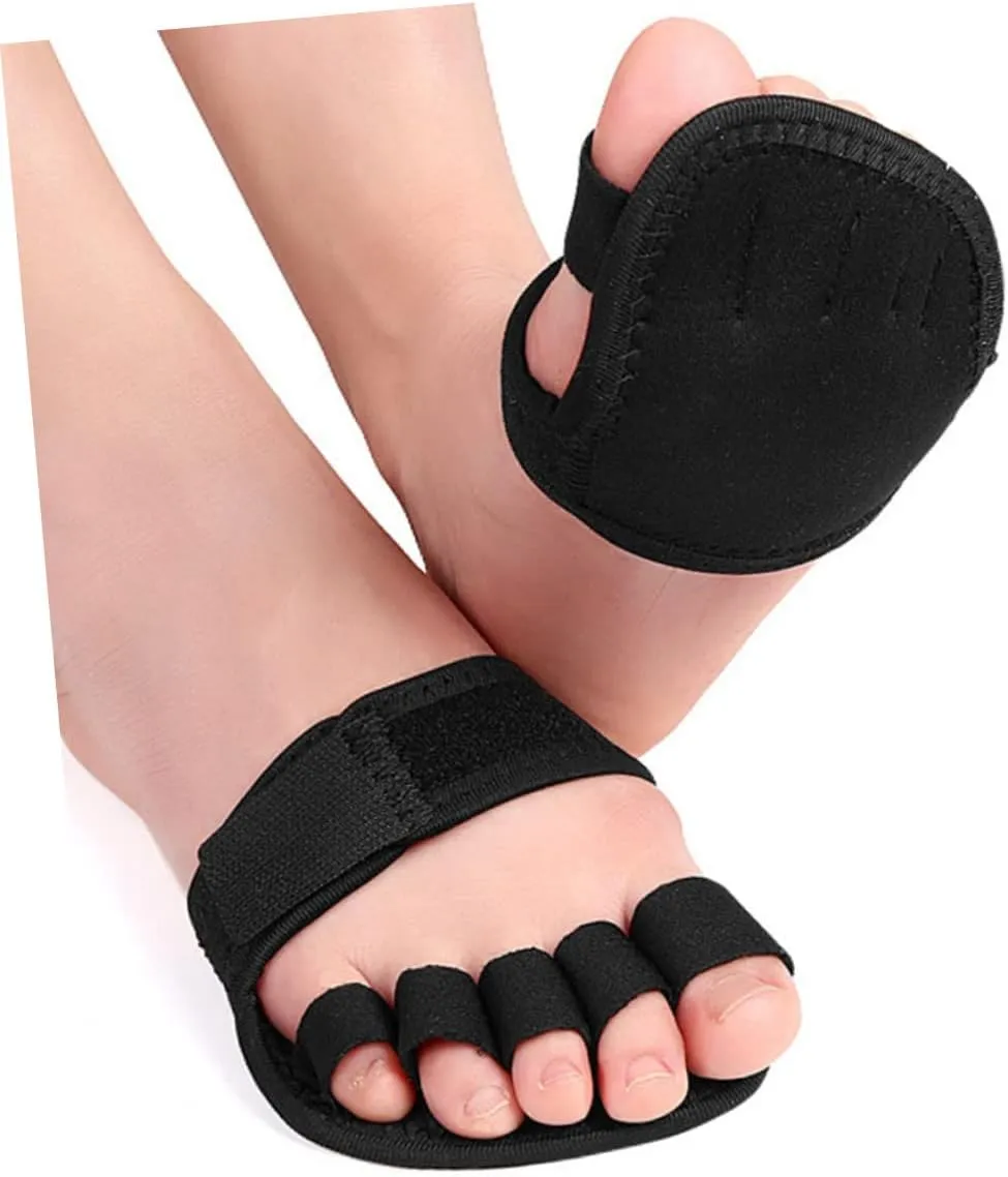 GALPADA 2sets 2 Pairs Sweat Absorbent Non Slip Forefoot Pads Breathable Half Sole Socks for Women for Yoga Ballet and Dance Black 2pairs*2