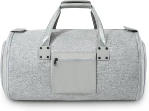 Garment Bags for Travel - Brand Zipper - Water Repellent Garment Bag with Shoe Compartment - 2 in 1 Convertible Suit Bag Travel with Shoe Bags - Medium Light Gray
