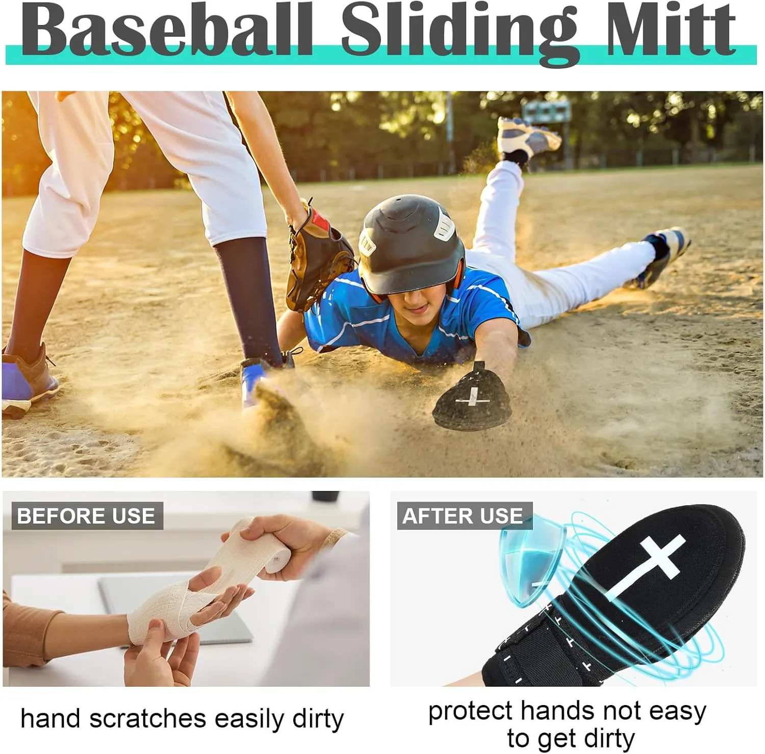 Geyoga Christian Sliding Mitt Cross Baseball Softball Religious Glove Sliding Mitt Baseball Guard Accessories and Protective Gear Left/Right Hands - Hand and Wrist Protection