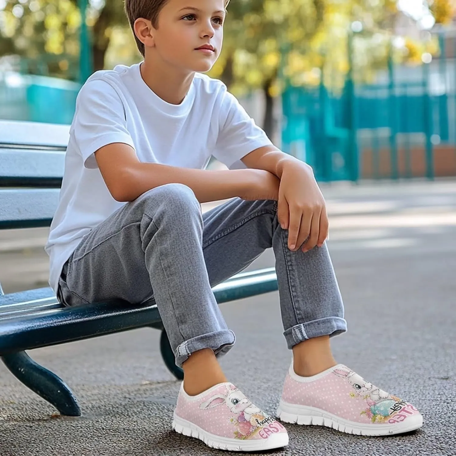 Girls Casual Slip On Shoes Lightweight Kids Low Top Non Slip Loafer Breathable Sneakers Soft Athletic Sports Shoes
