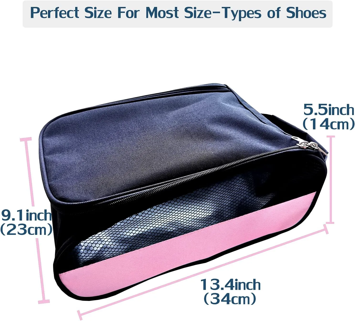 Golf Shoe Bag, Golf Shoes Bags Men/Women Outdoor Zippered Carrier Bags with Ventilation Sport Shoes Bag Travel Shoe Bags (Light Pink)