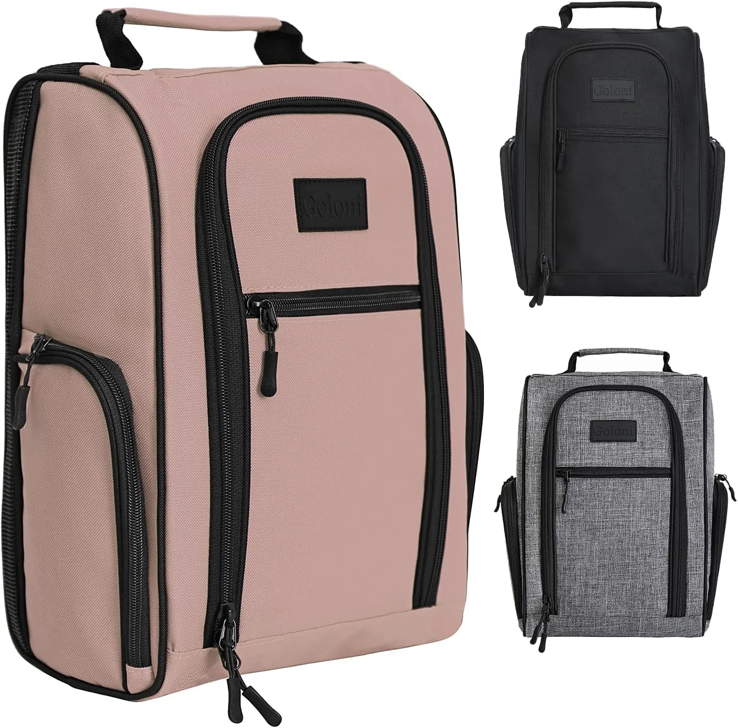 Goloni Golf Shoe Bag for Men & Women, Padded Travel Shoe Bag with Side Accessory Pockets,Sport Shoe Carrier for Golf Shoes,Socks,Tees & Balls,Durable & Lightweight Design,Light Pink
