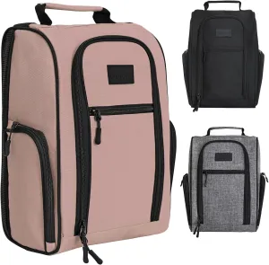 Goloni Golf Shoe Bag for Men & Women, Padded Travel Shoe Bag with Side Accessory Pockets,Sport Shoe Carrier for Golf Shoes,Socks,Tees & Balls,Durable & Lightweight Design,Light Pink