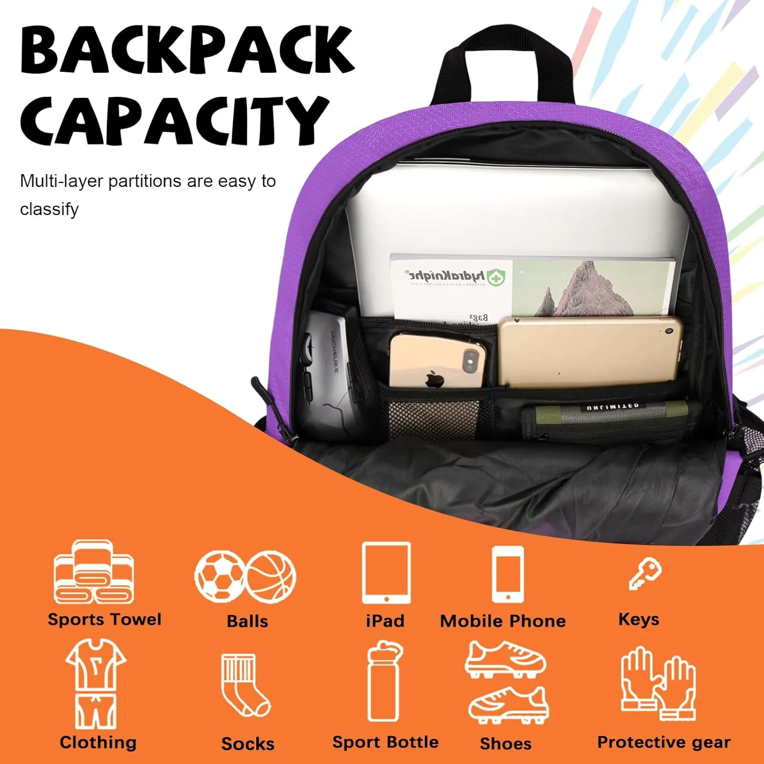 Goloni Soccer Bag,Large Sports Bag with with Separate Ball & Shoe Compartments,Youth Soccer Backpack for Basketball