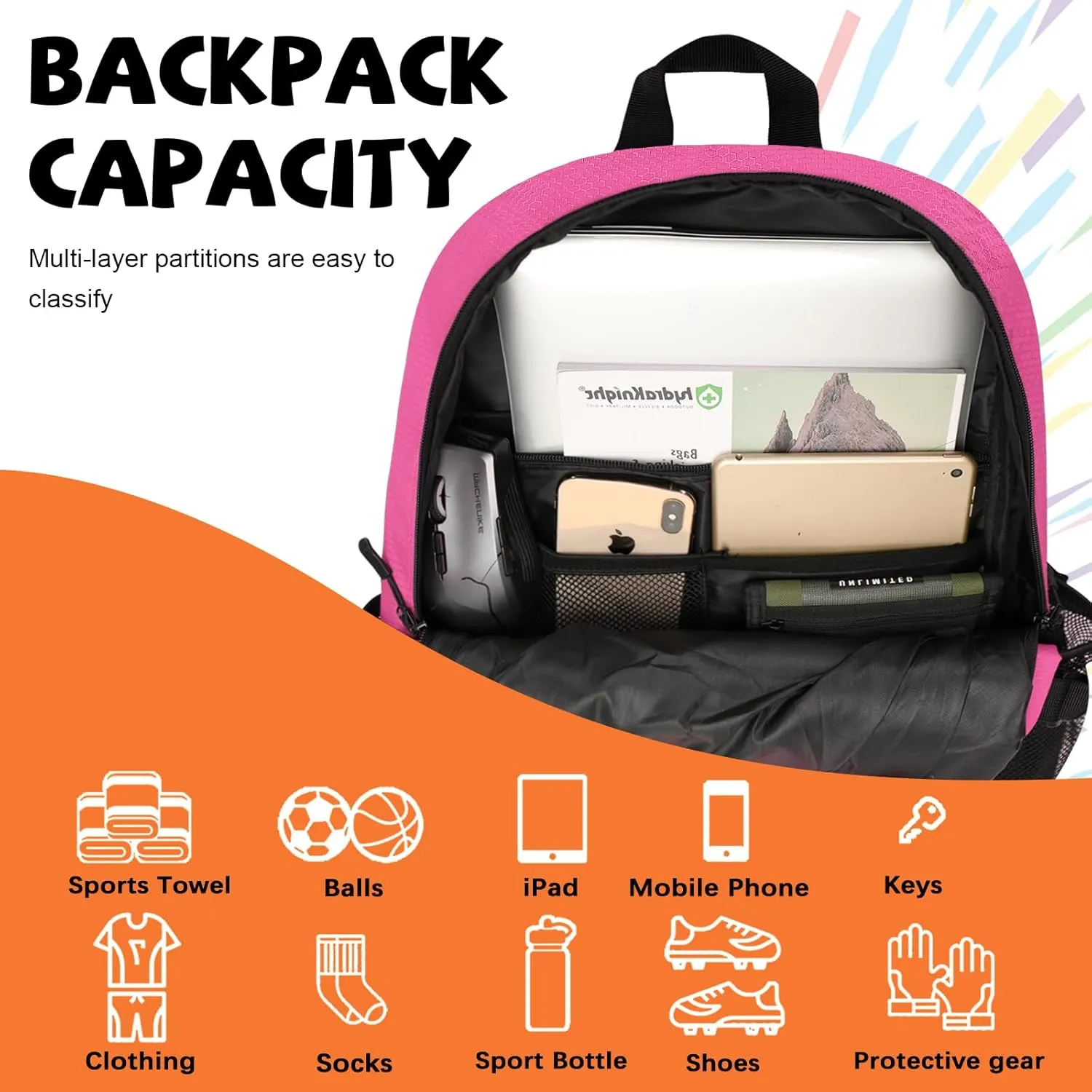Goloni Soccer Bag,Large Sports Bag with with Separate Ball & Shoe Compartments,Youth Soccer Backpack for Basketball