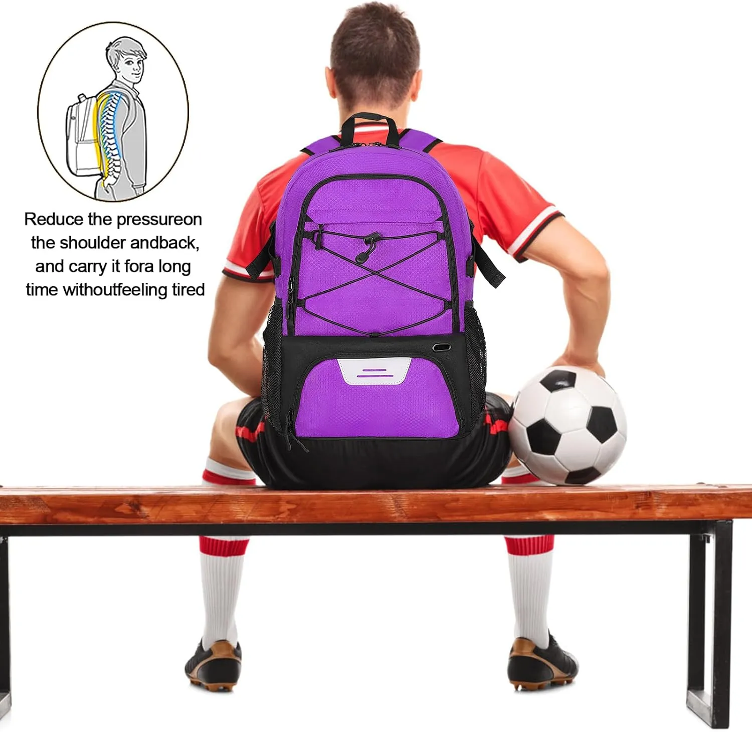 Goloni Soccer Bag,Large Sports Bag with with Separate Ball & Shoe Compartments,Youth Soccer Backpack for Basketball