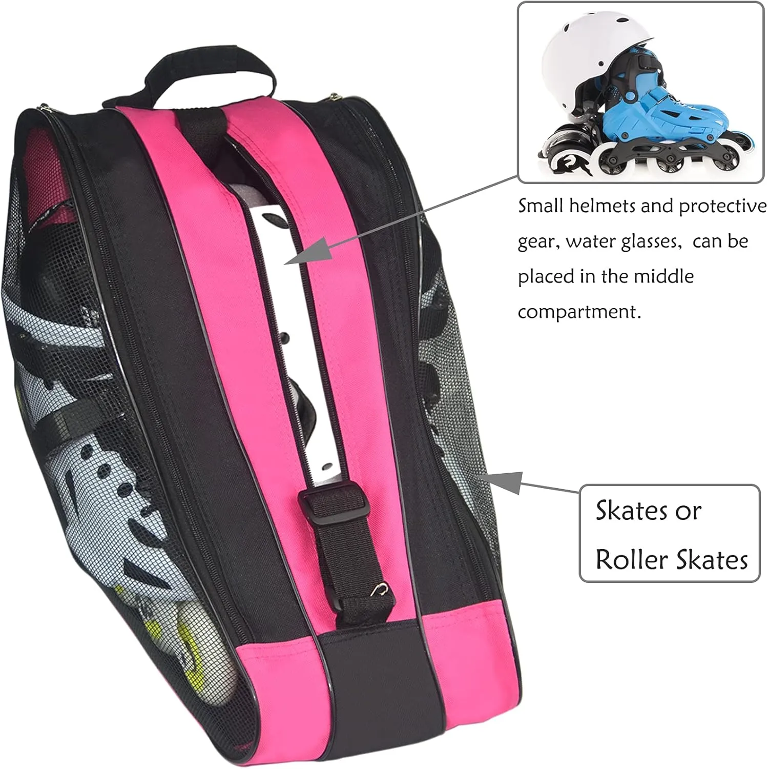 Gooyule Ice Skate Bag - Large Capacity Skating Bag Fits Quad, Inline and Most Roller Skates