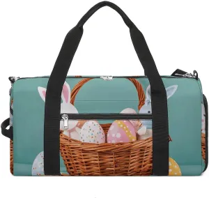 Gym Bag for Men Women Travel Duffle Bag Lightweight Weekender Duffel Bag Easter Bunny Basket Eggs Carry on Bag