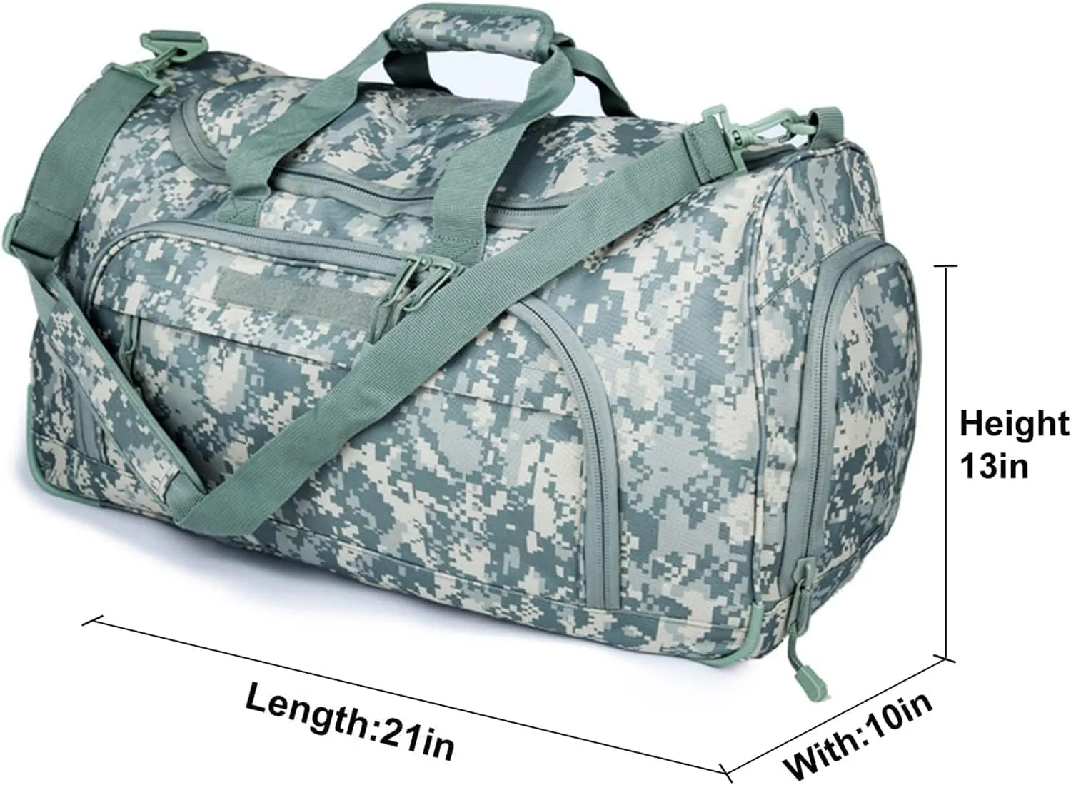 Gym Bag for Women & Men Tactical Duffle Military Weekender Work Out Lightweight Waterproof Sports Tote Shoe Pocket ACU