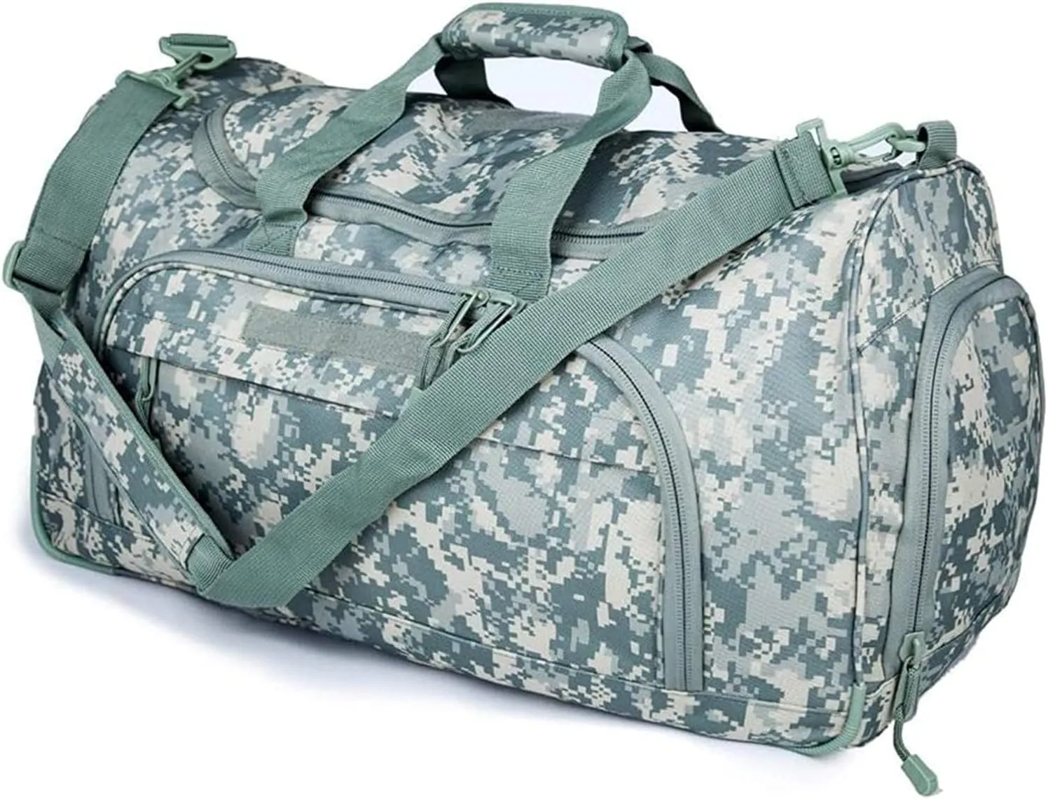 Gym Bag for Women & Men Tactical Duffle Military Weekender Work Out Lightweight Waterproof Sports Tote Shoe Pocket ACU