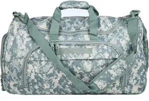 Gym Bag for Women & Men Tactical Duffle Military Weekender Work Out Lightweight Waterproof Sports Tote Shoe Pocket ACU