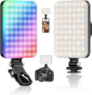 Hagibis RGB Video Light, 360° Full Color Selfie Light LED Camera Light with 3 Cold Shoe Mounts/CRI 97 /20 Scene Modes/2200mAh Rechargeable Portable Phone Light Photography Selfie Lighting