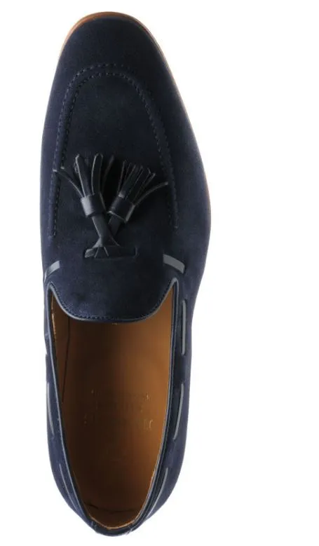 Handmade Blue Suede Moccasin Shoes for Men