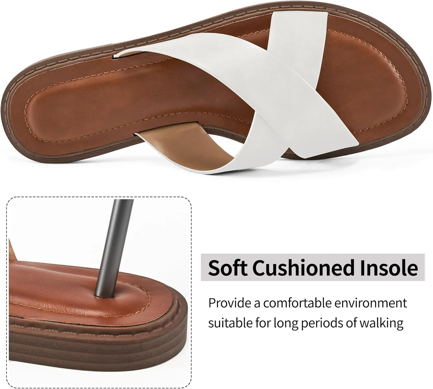 HARENCE Womens Flat Slides Sandals: Dressy Summer Slip On Flats Shoes Comfortable Open Toe Walking Beach Slide Sandal