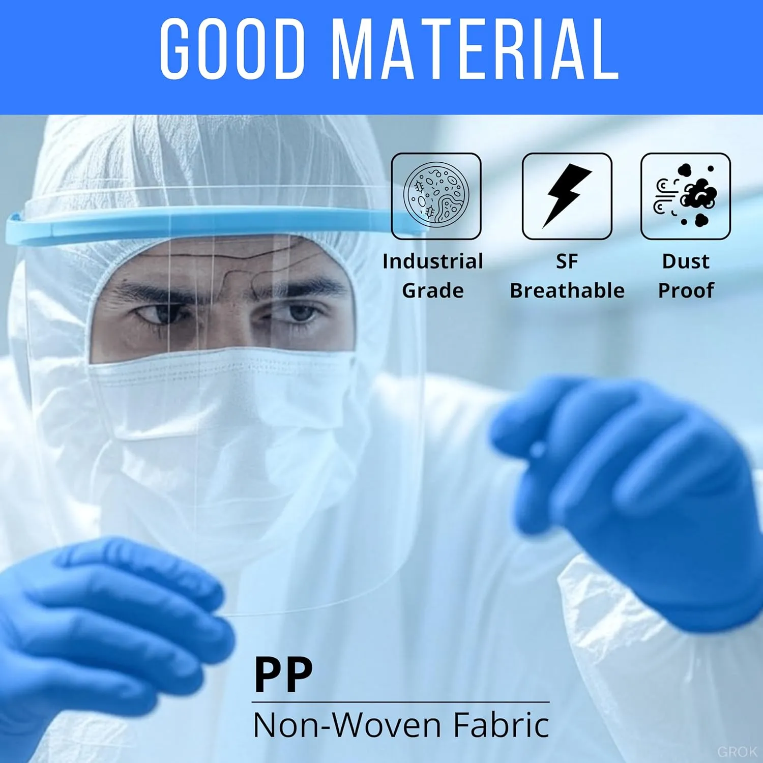 Hazmat Suit Disposable Full Body Hazmat Suit PPE with Protective Face Shield, Face Mask, Nitrile Gloves and Shoe Covers