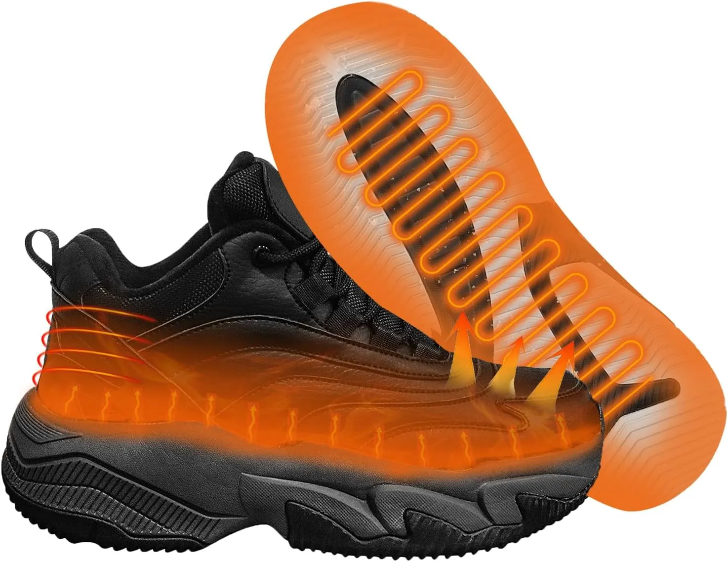 Heated Sports Shoes, Fever Suede Lining Sneakers for Men & Women 4000mAh Rechargeable Lithium Battery Power Supply 3 Temperature Settings Hiking Heating Device