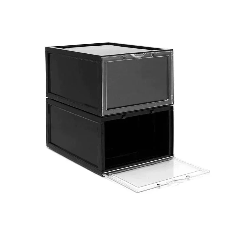 HELIOS ABODE BLACK SNEAKER STORAGE BOX PACK OF 10 (side drop)