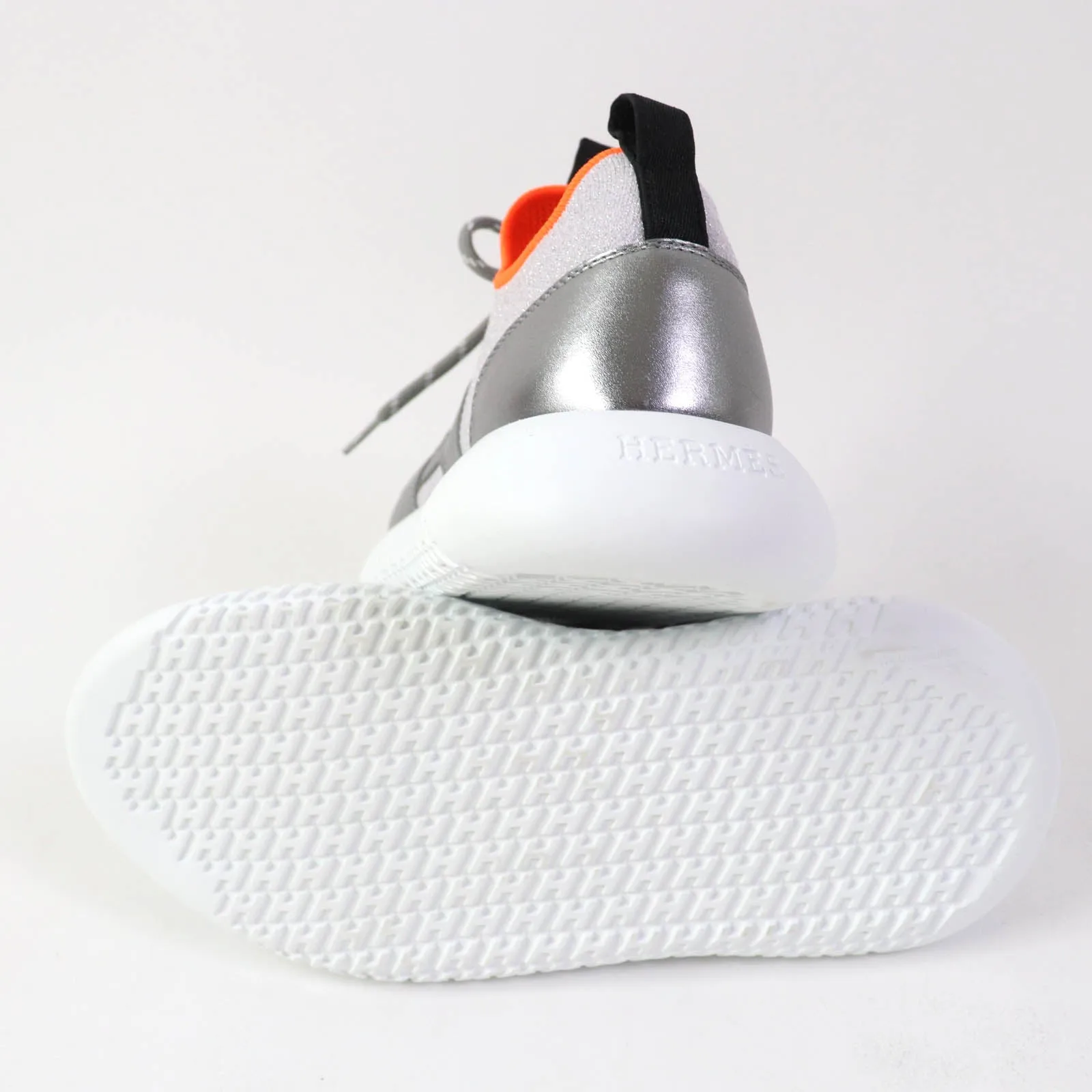 HERMES Low cut sneakers knit Silver Light Purple DUEL Duel 35.5