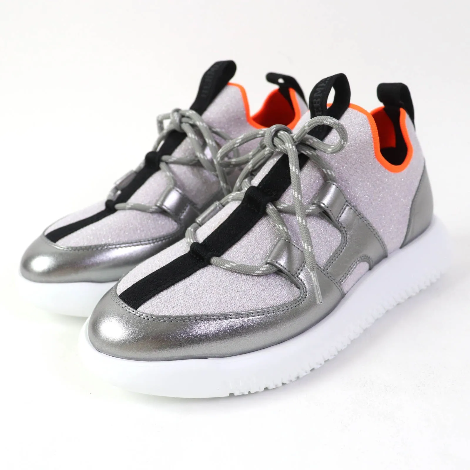 HERMES Low cut sneakers knit Silver Light Purple DUEL Duel 35.5