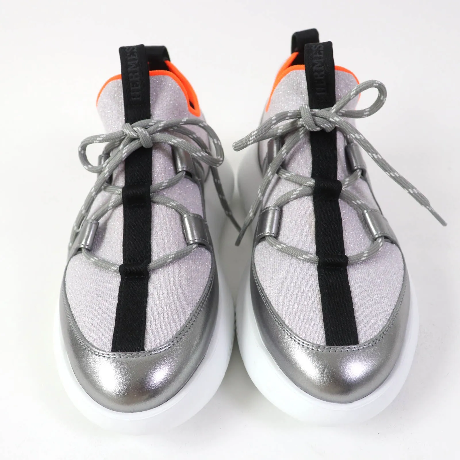 HERMES Low cut sneakers knit Silver Light Purple DUEL Duel 35.5