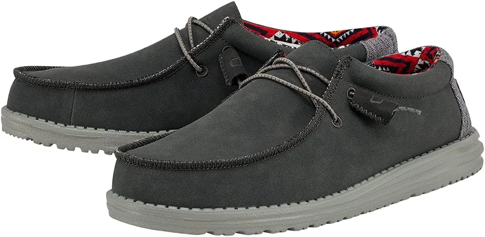 Hey Dude Men's Wally Recycled Leather | Men’s Shoes | Men's Lace Up Loafers | Comfortable & Light-Weight