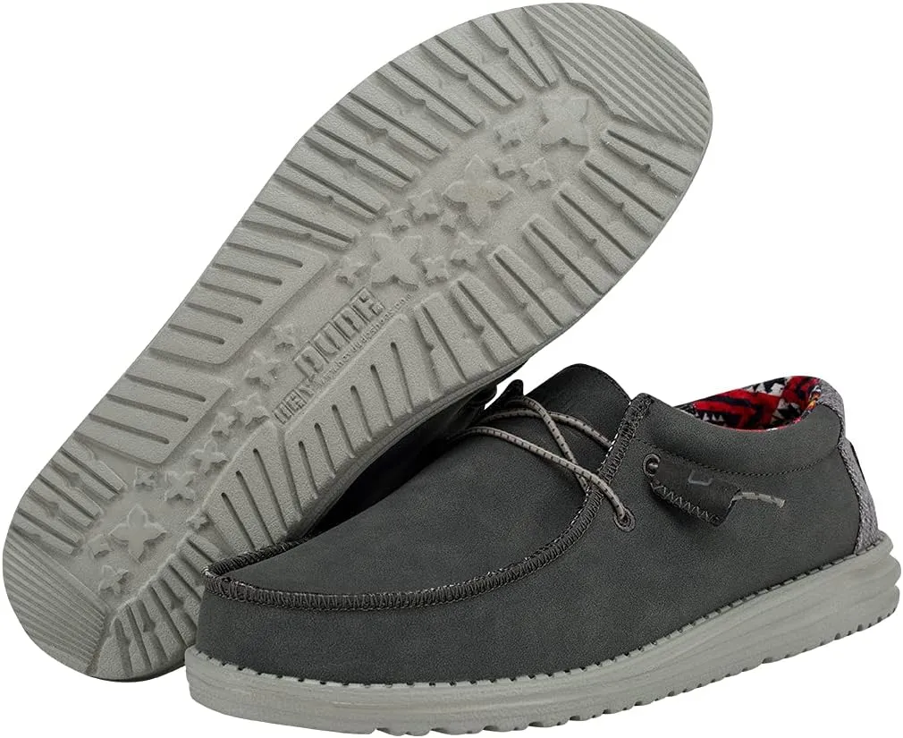 Hey Dude Men's Wally Recycled Leather | Men’s Shoes | Men's Lace Up Loafers | Comfortable & Light-Weight