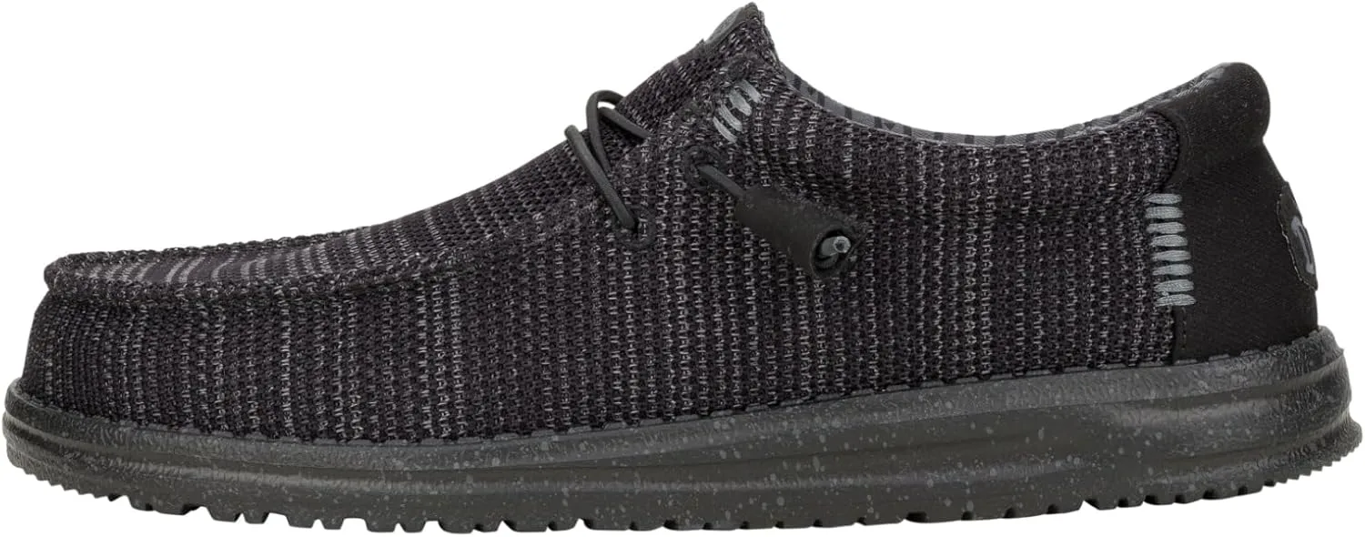 Hey Dude Wally Stretch Sox Black/Black Size 9, Men’s Shoes, Men's Slip-on Loafers, Comfortable & Light-Weight