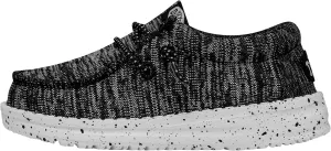 Hey Dude Wally Toddler Sport Knit Black/White Size 10 | Kids Shoes | Kids Slip-on Loafers | Comfortable & Light-Weight