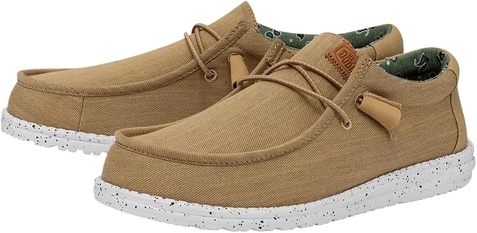 HEYDUDE Men's Wally Washed Canvas, Men’s Shoes, Slip-on Loafers, Comfortable & Light-Weight