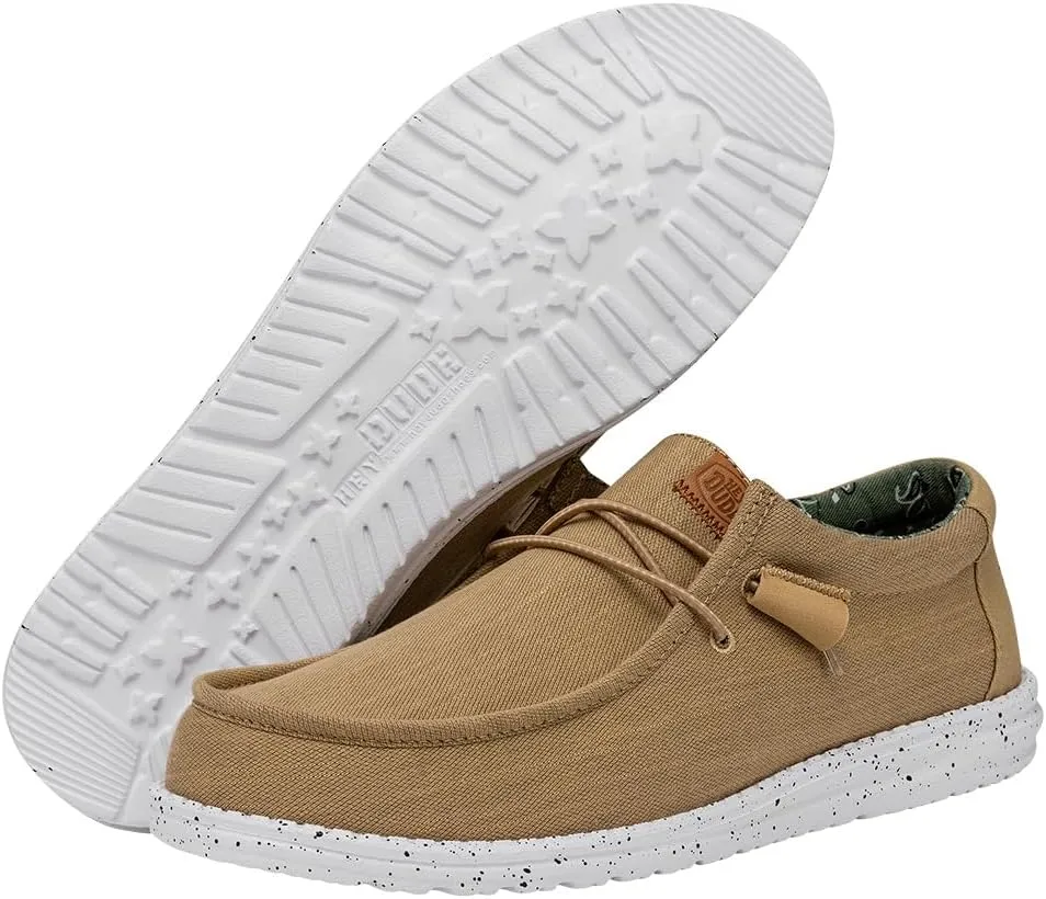 HEYDUDE Men's Wally Washed Canvas, Men’s Shoes, Slip-on Loafers, Comfortable & Light-Weight
