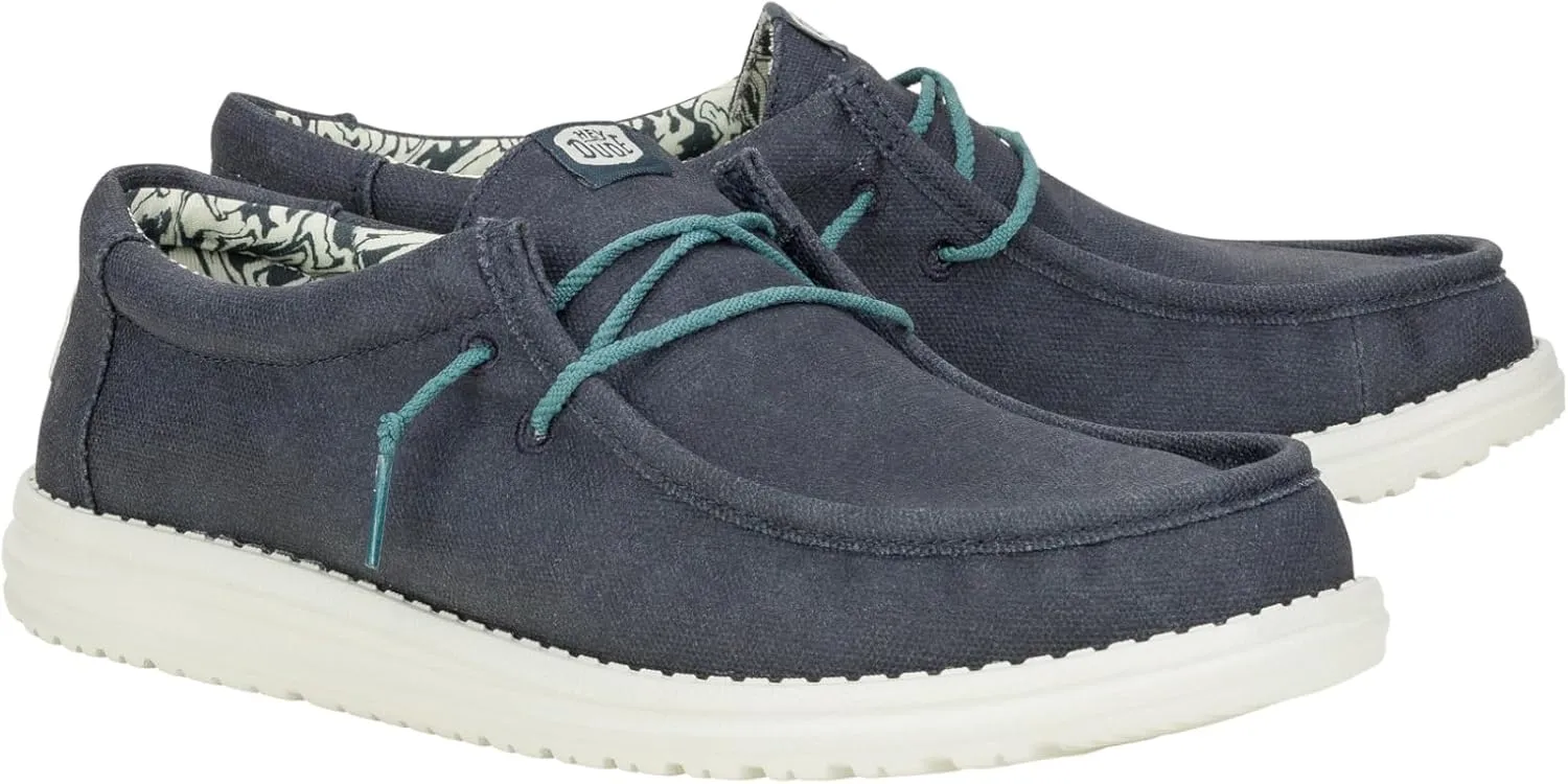 HEYDUDE Men's Wally Washed Canvas, Men’s Shoes, Slip-on Loafers, Comfortable & Light-Weight