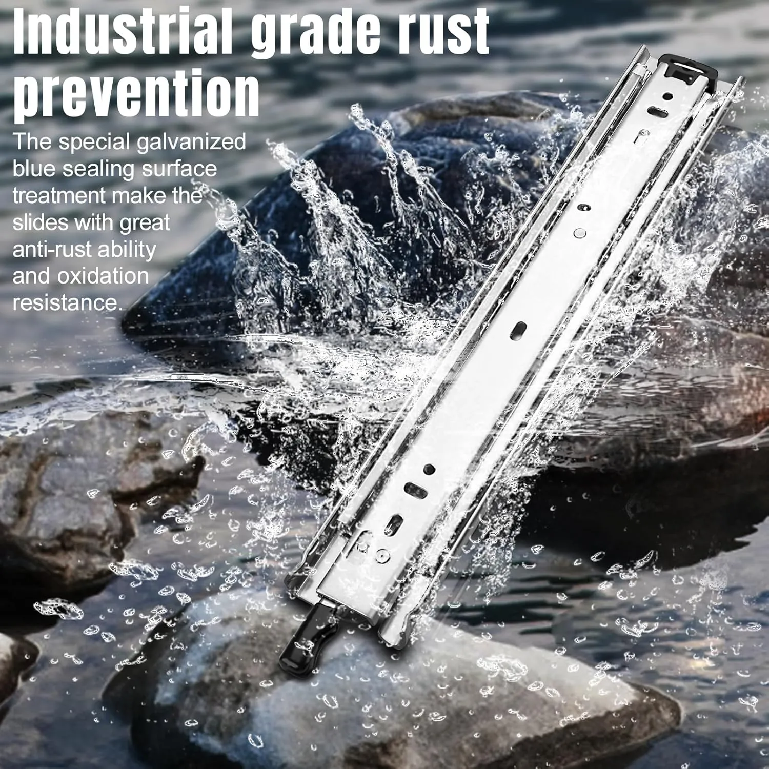 HLC Heavy Duty Locking Drawer Slides 30 Inch 1 Pair Full Extension Drawer Slides with Lock 250 lb Load Capacity 3-Fold Full Extension Side Mount Ball Bearing Industrial Locking Rail 30" Silver