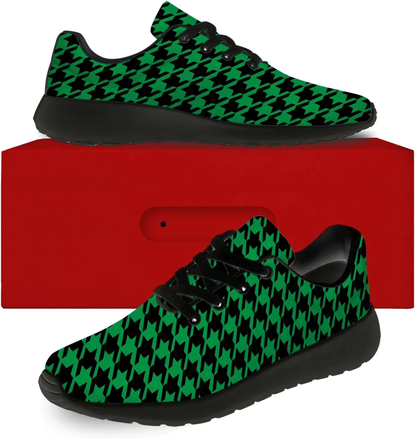 Houndstooth Print Shoes Women Men Lightweight Breathable Walking Tennis Shoes Running Sneakers Gifts for Dad Mom