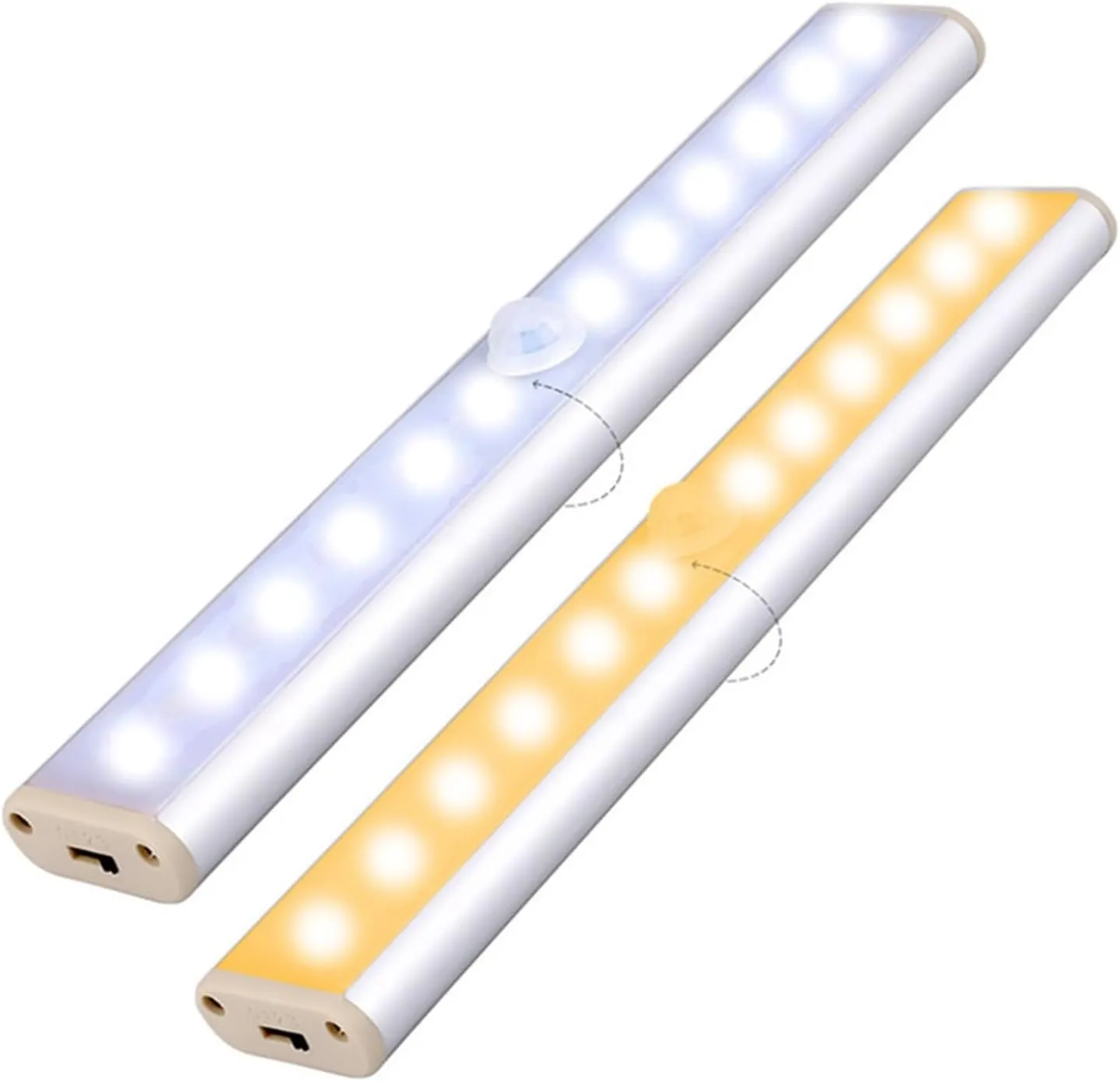 Human Body Closet Sensor Light 12led Cabinet Light USB Charging Night Light Wardrobe Light Stair Light Shoe Cabinet Light (Color : 30=LED Rechargeable Warm Light)