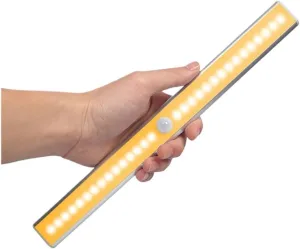 Human Body Closet Sensor Light 12led Cabinet Light USB Charging Night Light Wardrobe Light Stair Light Shoe Cabinet Light (Color : 30=LED Rechargeable Warm Light)