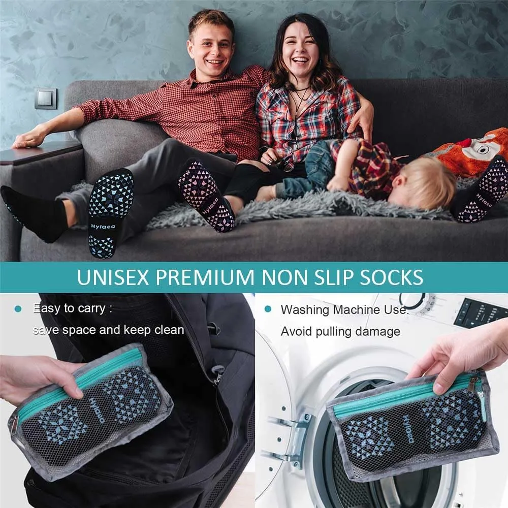 Hylaea Unisex Non Slip Socks with Grip for Yoga, Hospital, Pilates, Barre | Ankle, Cushioned