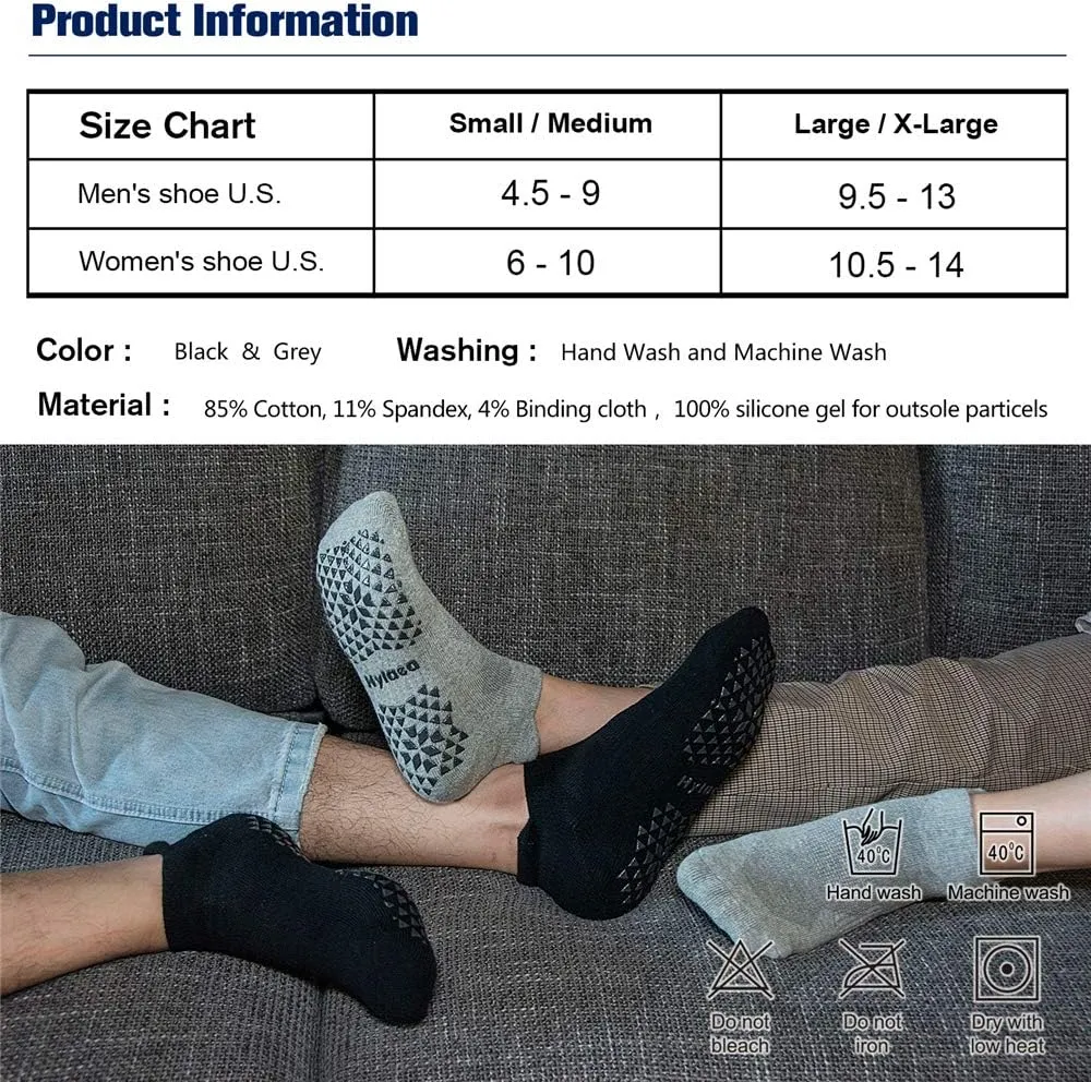 Hylaea Unisex Non Slip Socks with Grip for Yoga, Hospital, Pilates, Barre | Ankle, Cushioned