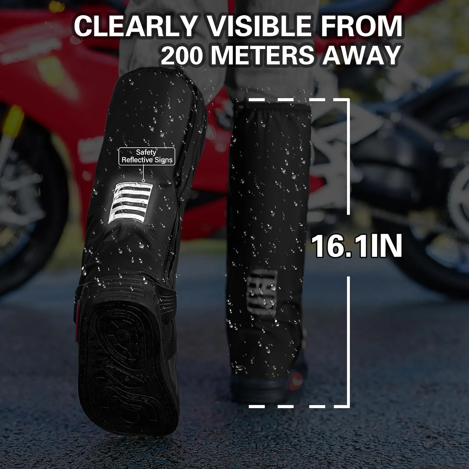 iCreek Waterproof Shoe Covers Reflective Rain Boot Foldable Non-Slip Protective Overshoes for Rainy Day, Hiking, Outdoor