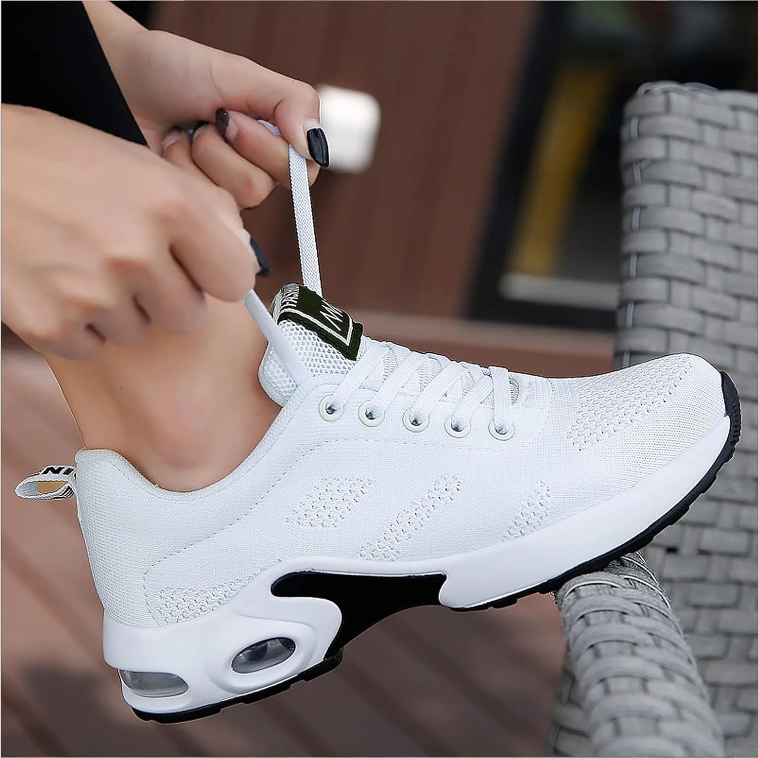 ihinzry Women's Air Running Shoes Lightweight Comfortable Non-Slip Walking Shoe Outdoor Breathable Fashion Mesh Sneakers