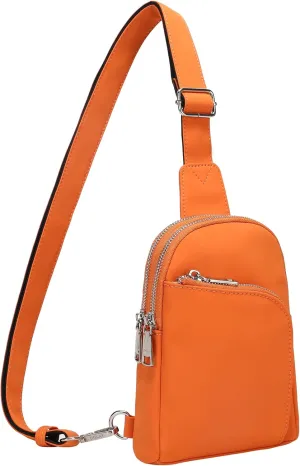 INICAT RFID Blocking Nylon Crossbody Bag for Women Small Sling Bag Travel Fanny Packs Belt Bag(Orange N)