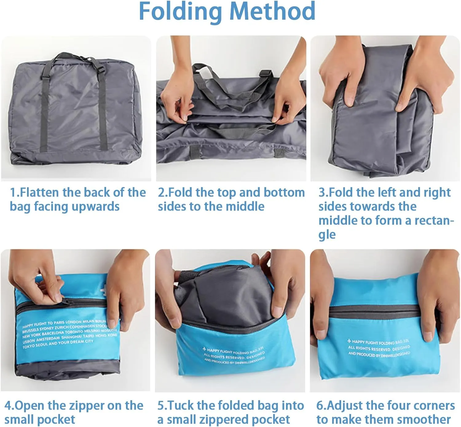INVODA Travel Bag Foldable Duffle Bag for Women and Men Lightweight Luggage Bag Personal Item Bag for Airlines Weekender Carry on Bag Tote Overnight Bag (4 PCS)